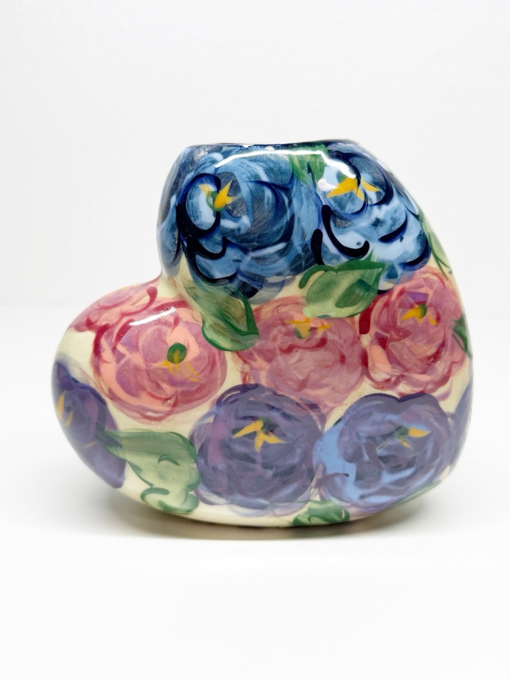Vintage Lesal Hand Painted Floral Heart Vase